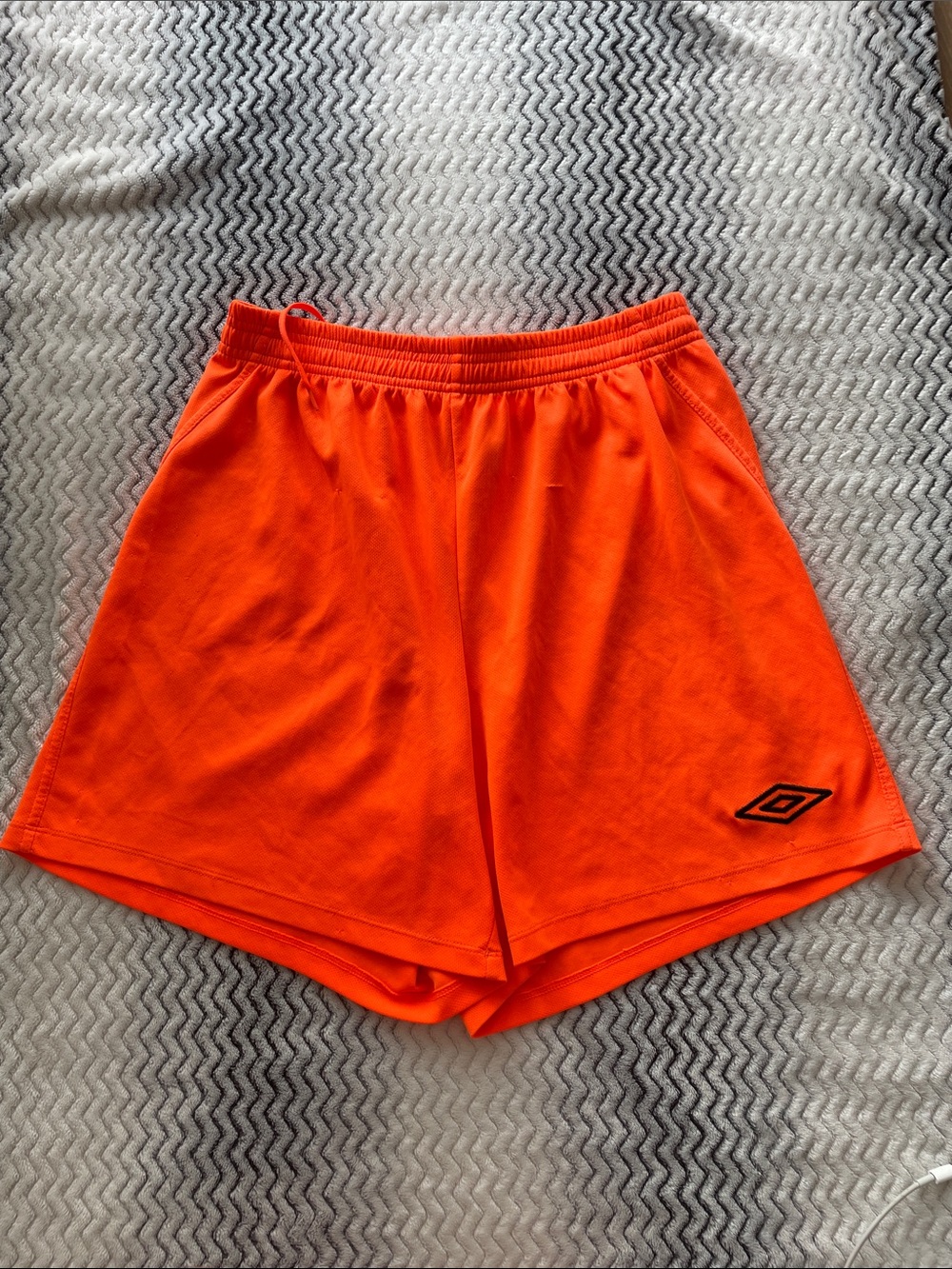 GUC Umbro Men's Bright Orange Athletic Shorts with Black Logo Size Small S/P